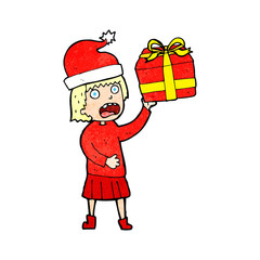 cartoon woman getting ready for christmas