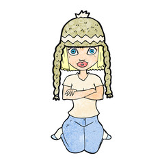 cartoon woman wearing hat