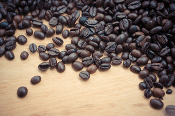 Coffee Beans with filter effect retro vintage style