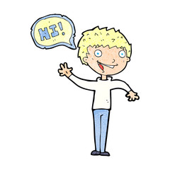 cartoon boy saying hi