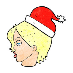 cartoon woman wearing santa hat