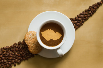 Still life - coffee with map of Czech Republic