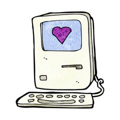 cartoon computer with love heart