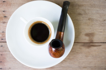 Coffee espresso with Smoking Pipes