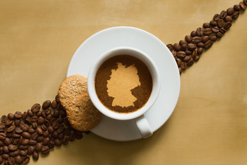 Still life - coffee with map of Germany