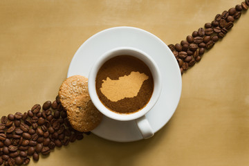 Still life - coffee with map of Hungary