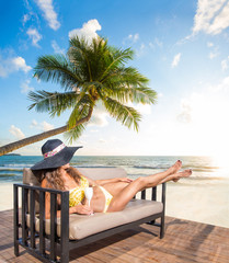 Beautiful woman on the beach.