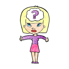 cartoon woman with question