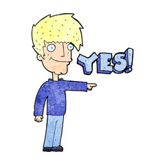 cartoon man saying yes