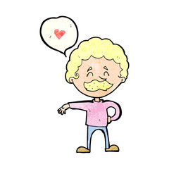 cartoon mustache man in love