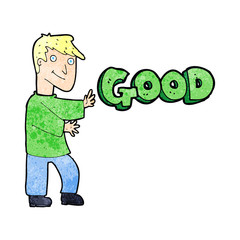 cartoon man doing good