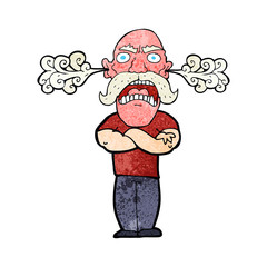 cartoon furious man with red face