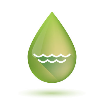 Olive oil drop icon with a water sign