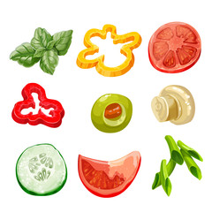 Food ingredients Series 2 - bell pepper, olive, basil, marinated