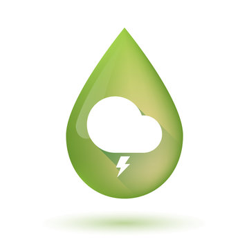 Olive oil drop icon with a stormy cloud