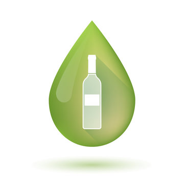Olive oil drop icon with a bottle of wine