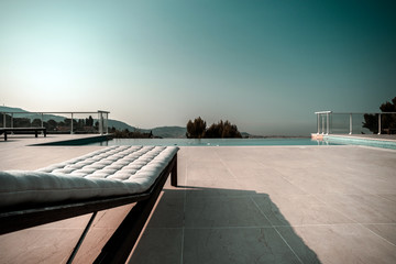 Private swimming pool. Modern villa in Nice, France.