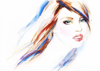 Abwaschbare Fototapete Aquarell Gesicht woman portrait .abstract watercolor 