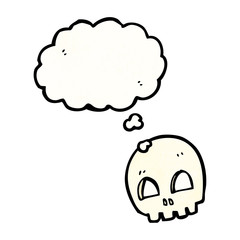 skull with thought bubble cartoon