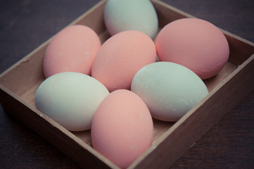 Colorful easter eggs with filter effect retro vintage style