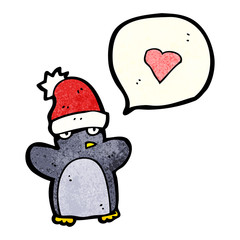 cartoon penguin in christmas hat