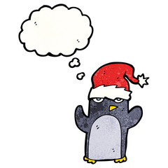 cartoon penguin in christmas hat