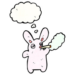 cartoon pink rabbit smoking cigarette