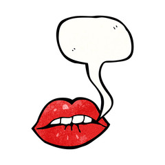sexy red lips with speech bubble