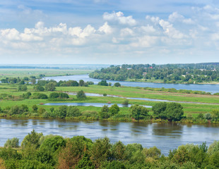 Fototapeta na wymiar View Oka River bank near Spassk-Ryazansky town. Central Russia