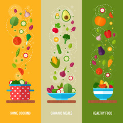 Concept banners with flat vegetable icons - 86922596