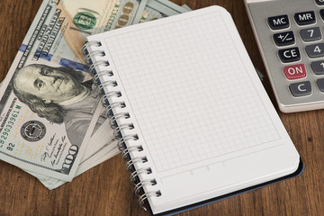 Notepad and dollars With Copy Space