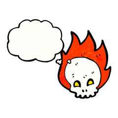spooky flaming skull cartoon