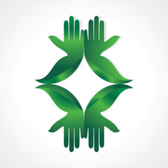 green leaf with hand care concept vector illustration 