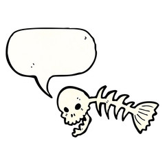 cartoon spooky fish bones symbol