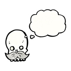funny cartoon skull with mustache