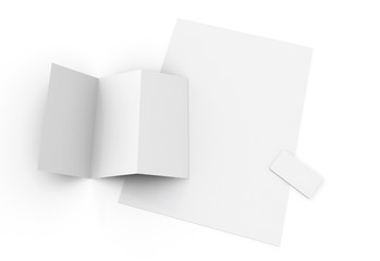 Blank White paper trip fold and business card