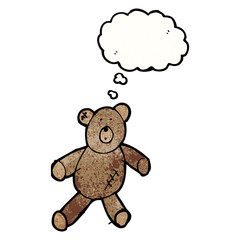 child's drawing of a teddy bear with thought bubble