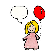 child's drawing of a girl with balloon