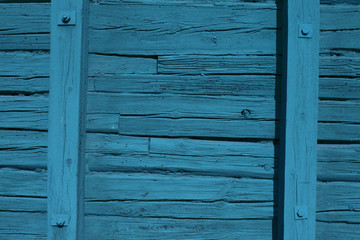 Beautiful blue wooden cabin wall (tree, background, texture, wallpaper)