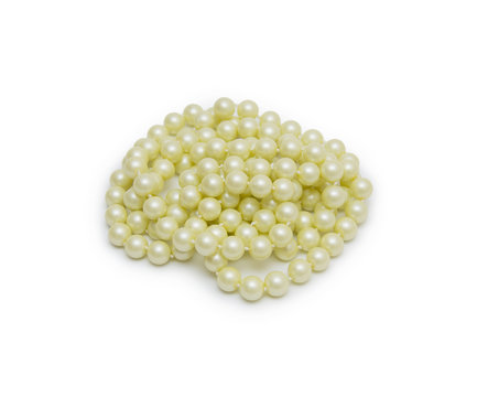 Beads from pearls, on a white background