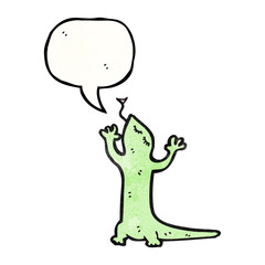cartoon lizard with speech bubble