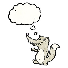 cartoon wolf with thought bubble