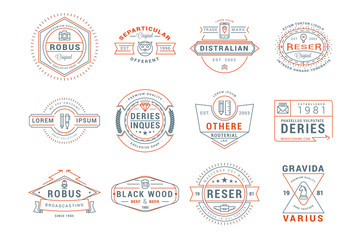 Set of Hipster Vintage Labels, Logotypes, Badges. Thin Line Design Templates