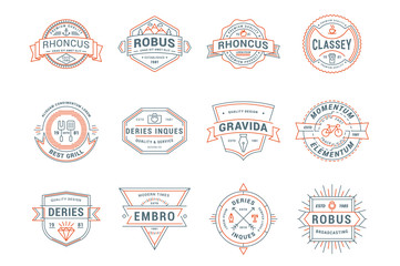 Set of Hipster Vintage Labels, Logotypes, Badges. Thin Line Design Templates
