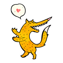 cartoon fox with love heart