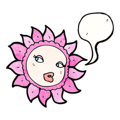 cartoon flower with speech bubble