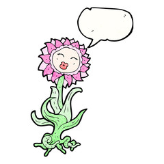 cartoon flower with speech bubble