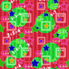 Colorful numbers and stars kids background seamless pattern