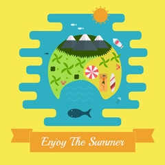 Paradise tropical island aerial view postcard