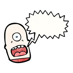 cartoon monster head with speech bubble